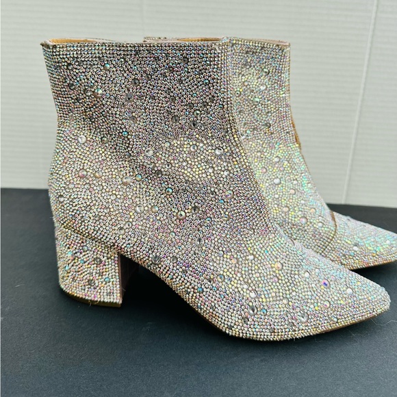Betsey Johnson Sparkling Silver Ankle Booties - Picture 1 of 10